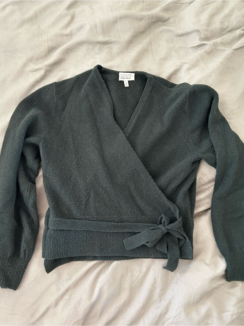& Other Stories Black Wrap Tie Sweater